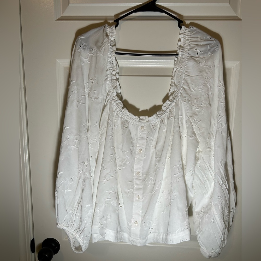 American Eagle White off the shoulder lace top